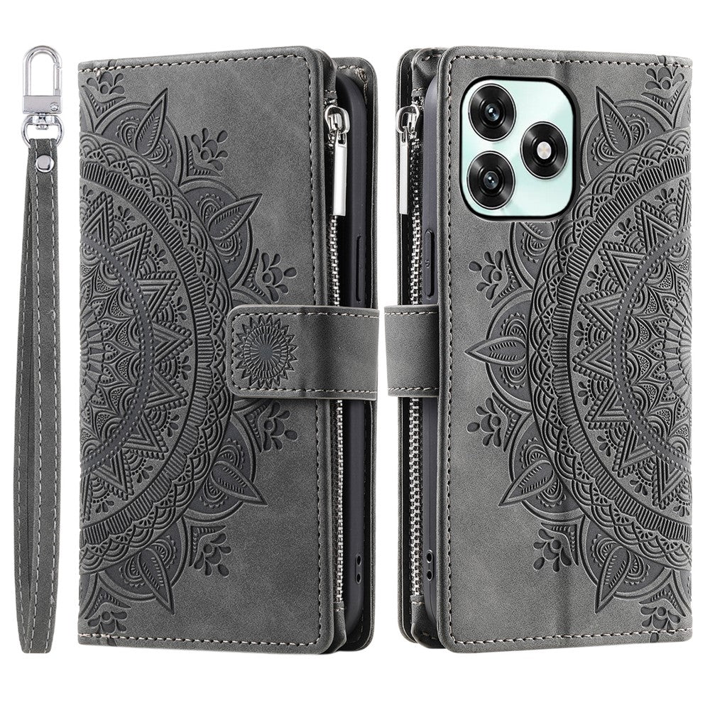 Wallet Case For Honor Play10A 4G  /  X5c Plus 4G  /  X5c 4G Mandala Flower Pattern PU Leather Phone Cover with Wrist Strap