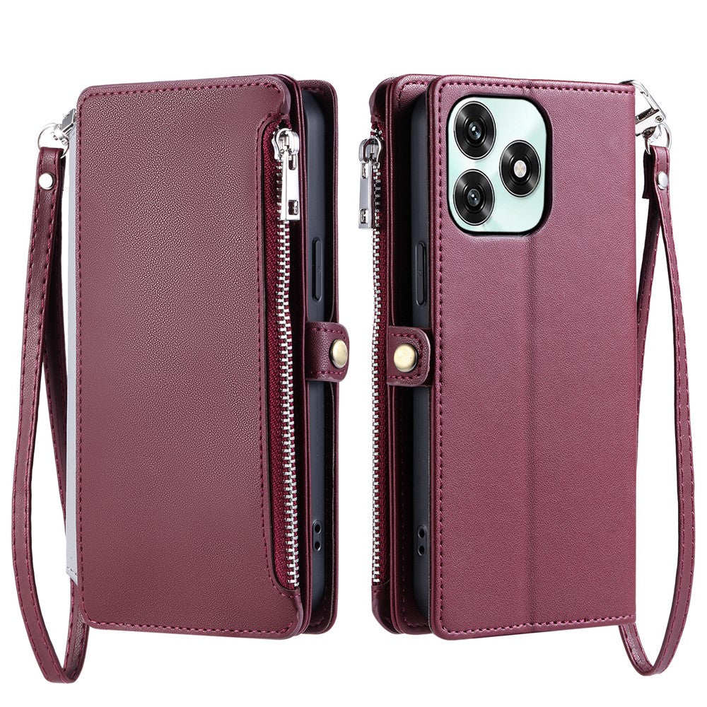 Phone Case For Honor Play10A 4G  /  X5c Plus 4G  /  X5c 4G TPU + PU Leather Wallet Phone Cover with Wrist Strap