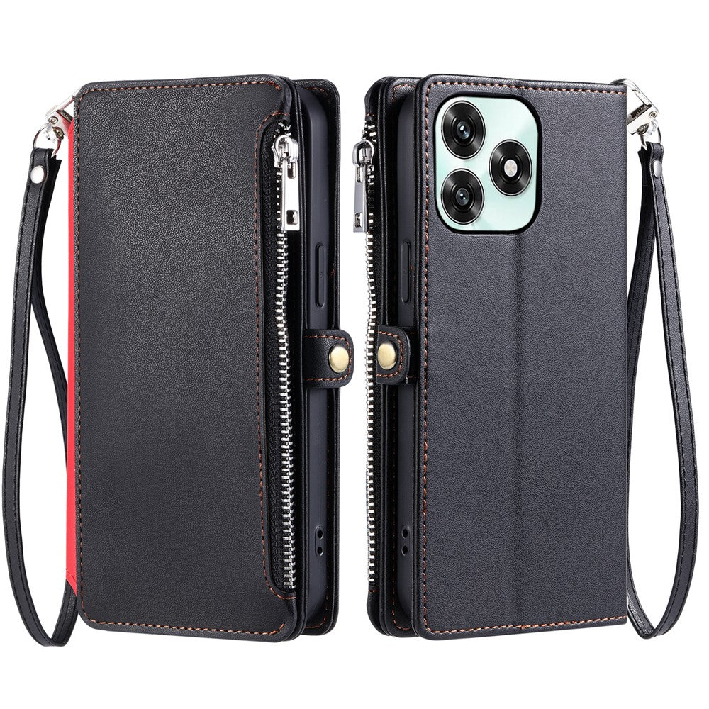 Phone Case For Honor Play10A 4G / X5c Plus 4G / X5c 4G TPU + PU Leather Wallet Phone Cover with Wrist Strap