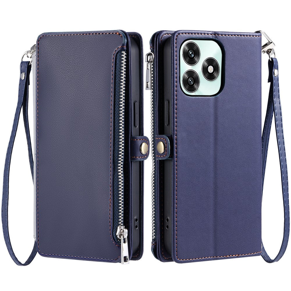 Phone Case For Honor Play10A 4G  /  X5c Plus 4G  /  X5c 4G TPU + PU Leather Wallet Phone Cover with Wrist Strap