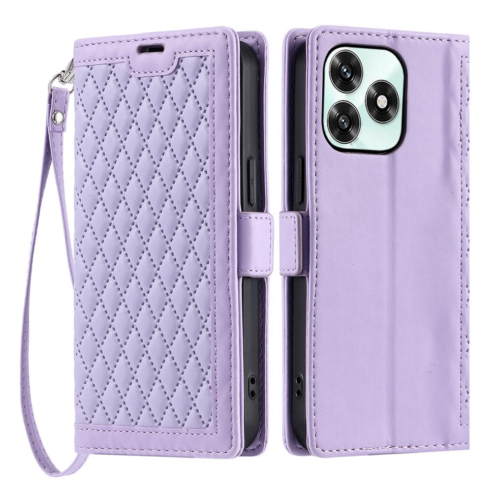 Leather Case For Honor Play10A 4G / X5c Plus 4G / X5c 4G Rhombus Texture Wallet Stand Phone Cover with Wrist Strap