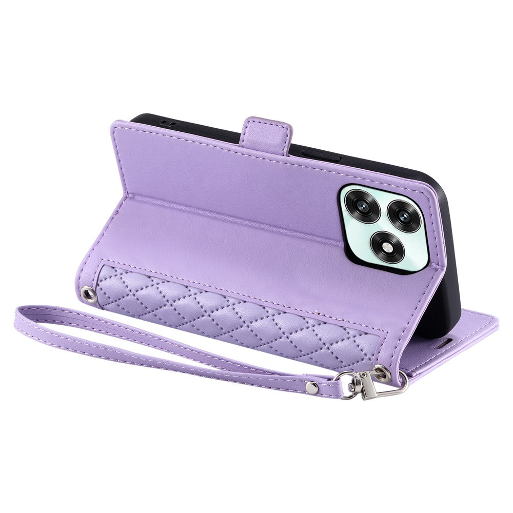 Leather Case For Honor Play10A 4G / X5c Plus 4G / X5c 4G Rhombus Texture Wallet Stand Phone Cover with Wrist Strap