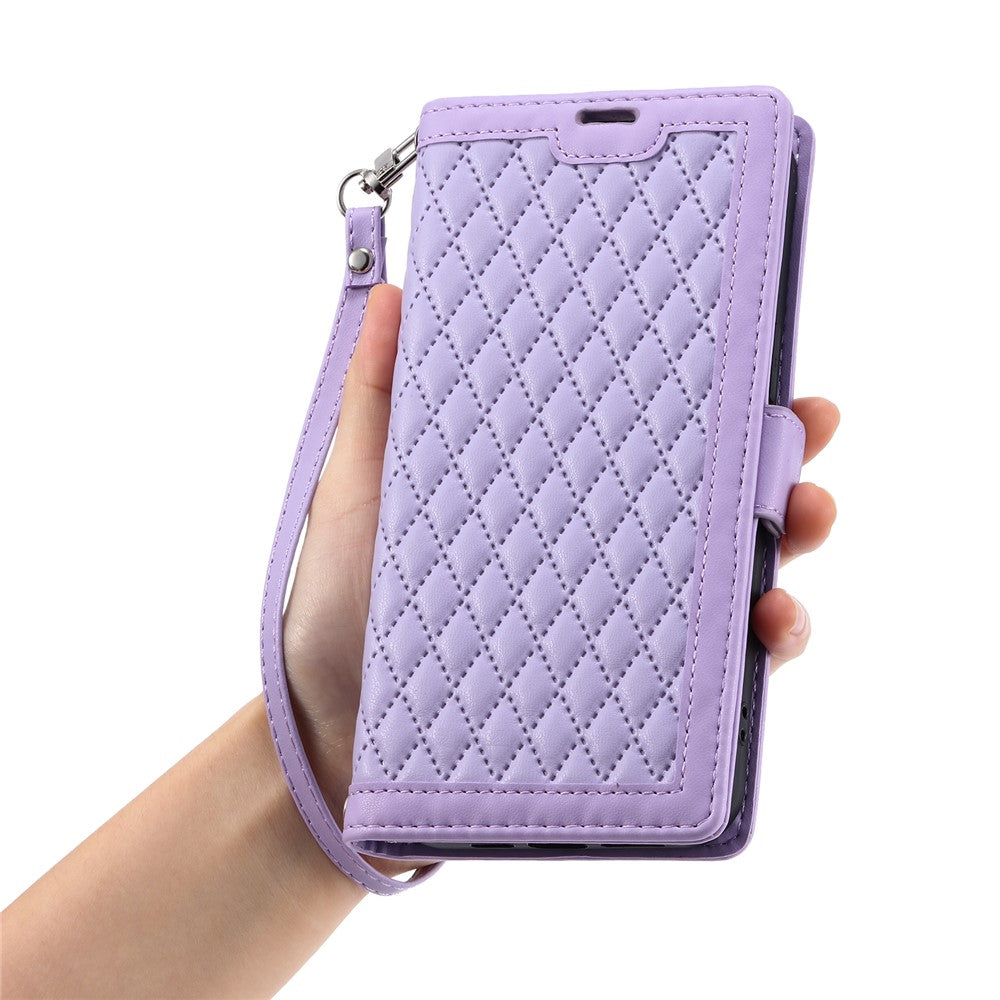 Leather Case For Honor Play10A 4G / X5c Plus 4G / X5c 4G Rhombus Texture Wallet Stand Phone Cover with Wrist Strap
