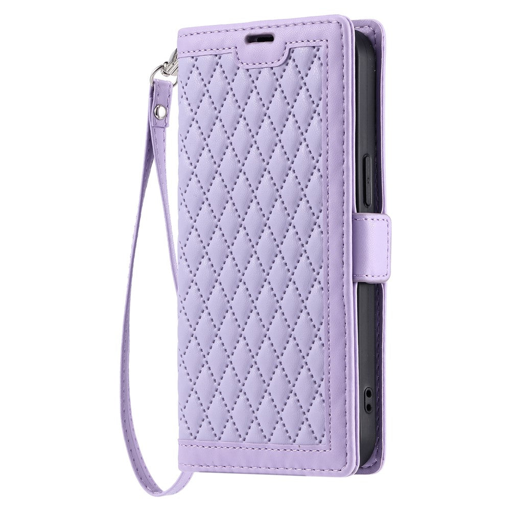 Leather Case For Honor Play10A 4G / X5c Plus 4G / X5c 4G Rhombus Texture Wallet Stand Phone Cover with Wrist Strap