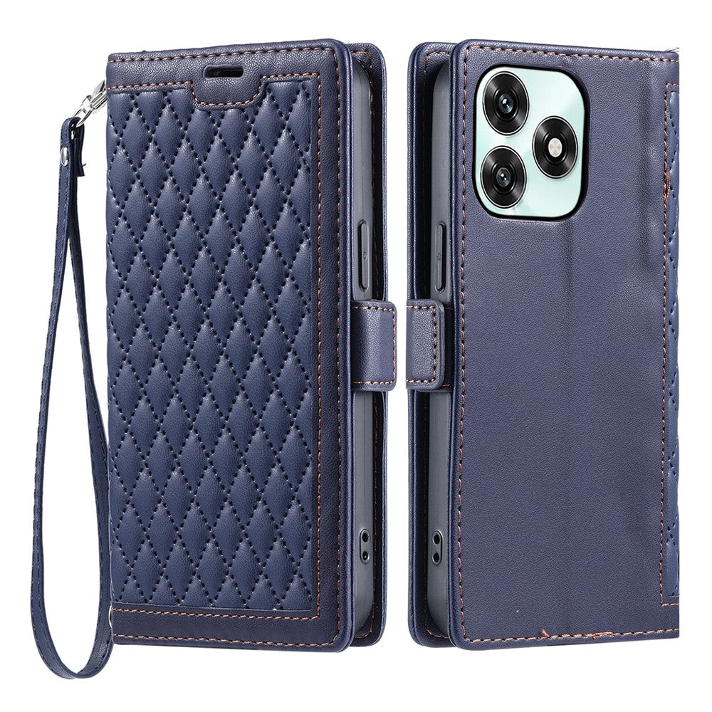 Leather Case For Honor Play10A 4G / X5c Plus 4G / X5c 4G Rhombus Texture Wallet Stand Phone Cover with Wrist Strap