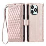 Leather Case For Honor Play10A 4G / X5c Plus 4G / X5c 4G Rhombus Texture Wallet Stand Phone Cover with Wrist Strap