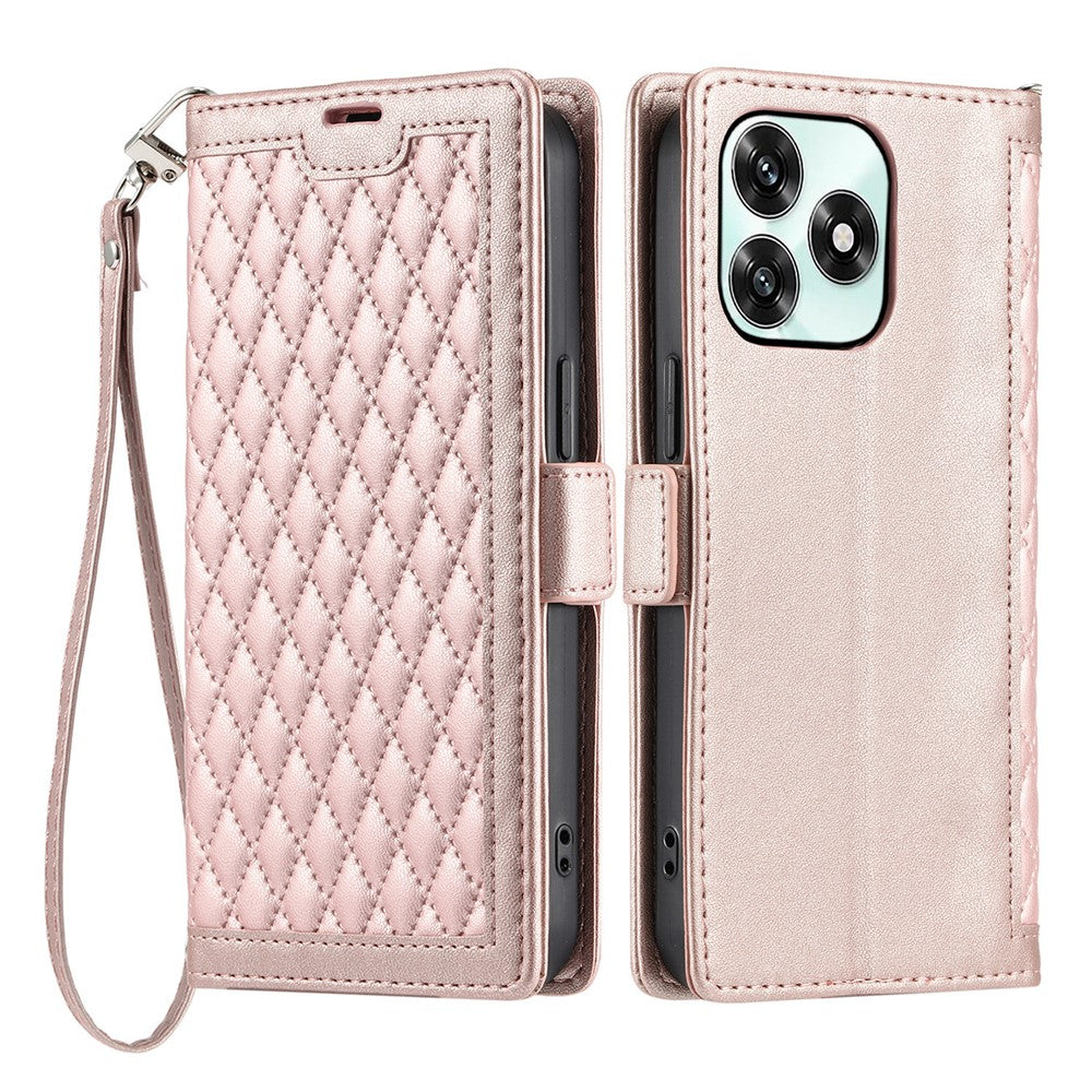 Leather Case For Honor Play10A 4G / X5c Plus 4G / X5c 4G Rhombus Texture Wallet Stand Phone Cover with Wrist Strap