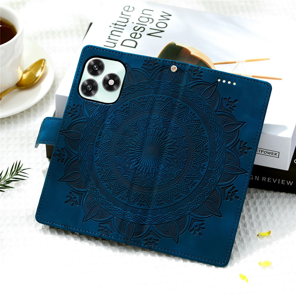 Phone Case For Honor Play10A 4G / X5c Plus 4G / X5c 4G Imprinted Totem Skin Feel Wallet Leather Phone Cover with Hand Strap