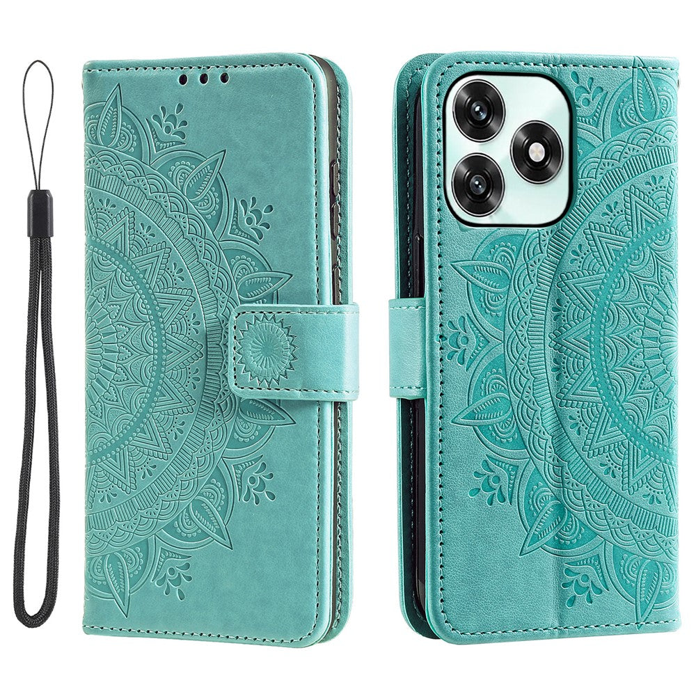 Stand Case For Honor Play10A 4G  /  X5c Plus 4G  /  X5c 4G Imprinted Totem PU Leather Wallet Phone Cover with Wrist Strap
