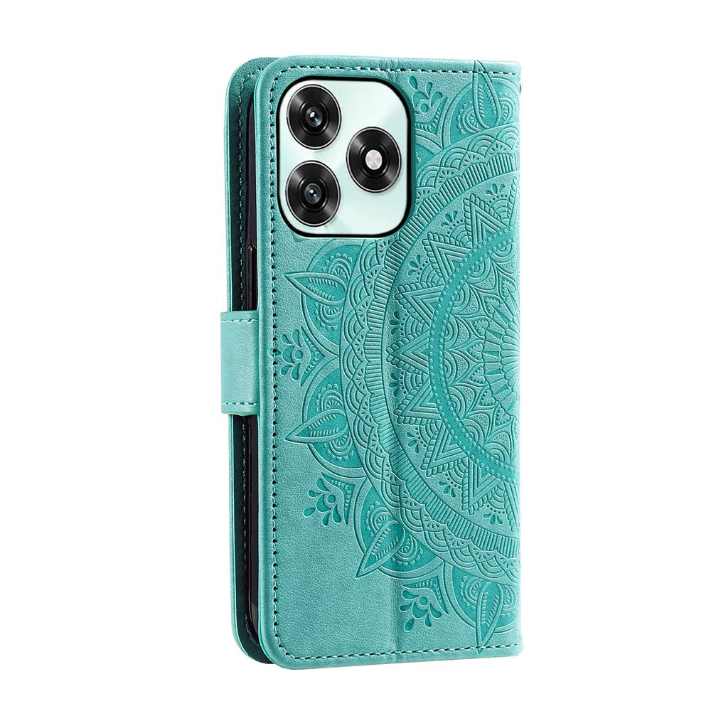 Stand Case For Honor Play10A 4G  /  X5c Plus 4G  /  X5c 4G Imprinted Totem PU Leather Wallet Phone Cover with Wrist Strap