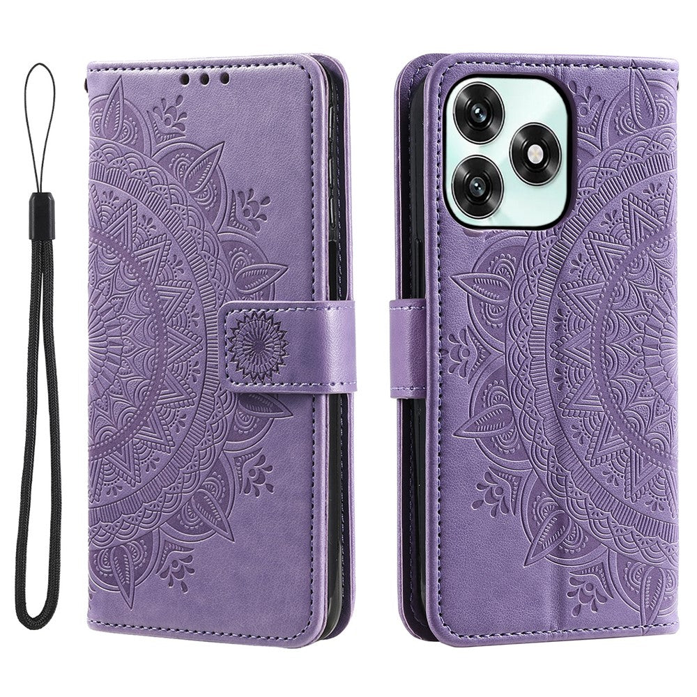 Stand Case For Honor Play10A 4G  /  X5c Plus 4G  /  X5c 4G Imprinted Totem PU Leather Wallet Phone Cover with Wrist Strap