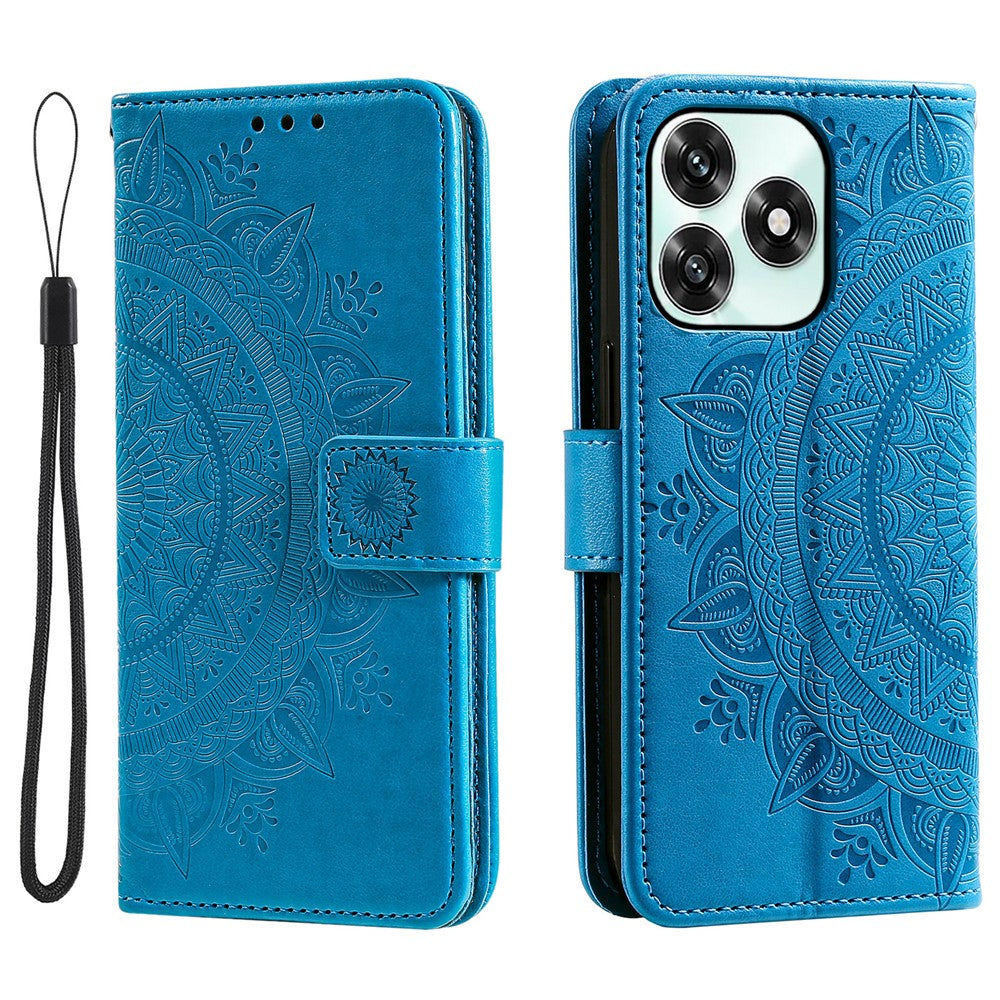 Stand Case For Honor Play10A 4G  /  X5c Plus 4G  /  X5c 4G Imprinted Totem PU Leather Wallet Phone Cover with Wrist Strap