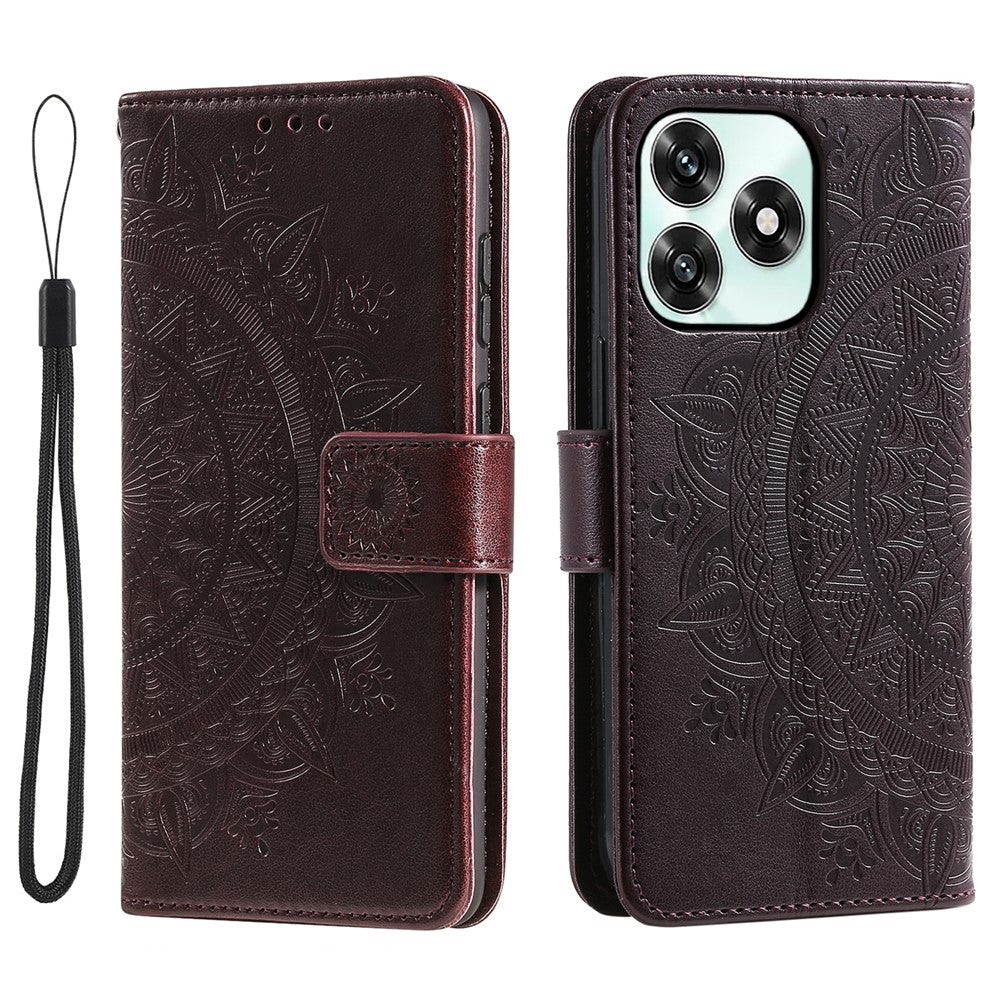 Stand Case For Honor Play10A 4G  /  X5c Plus 4G  /  X5c 4G Imprinted Totem PU Leather Wallet Phone Cover with Wrist Strap