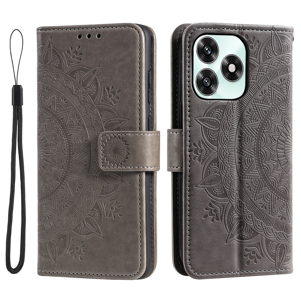 Stand Case For Honor Play10A 4G  /  X5c Plus 4G  /  X5c 4G Imprinted Totem PU Leather Wallet Phone Cover with Wrist Strap