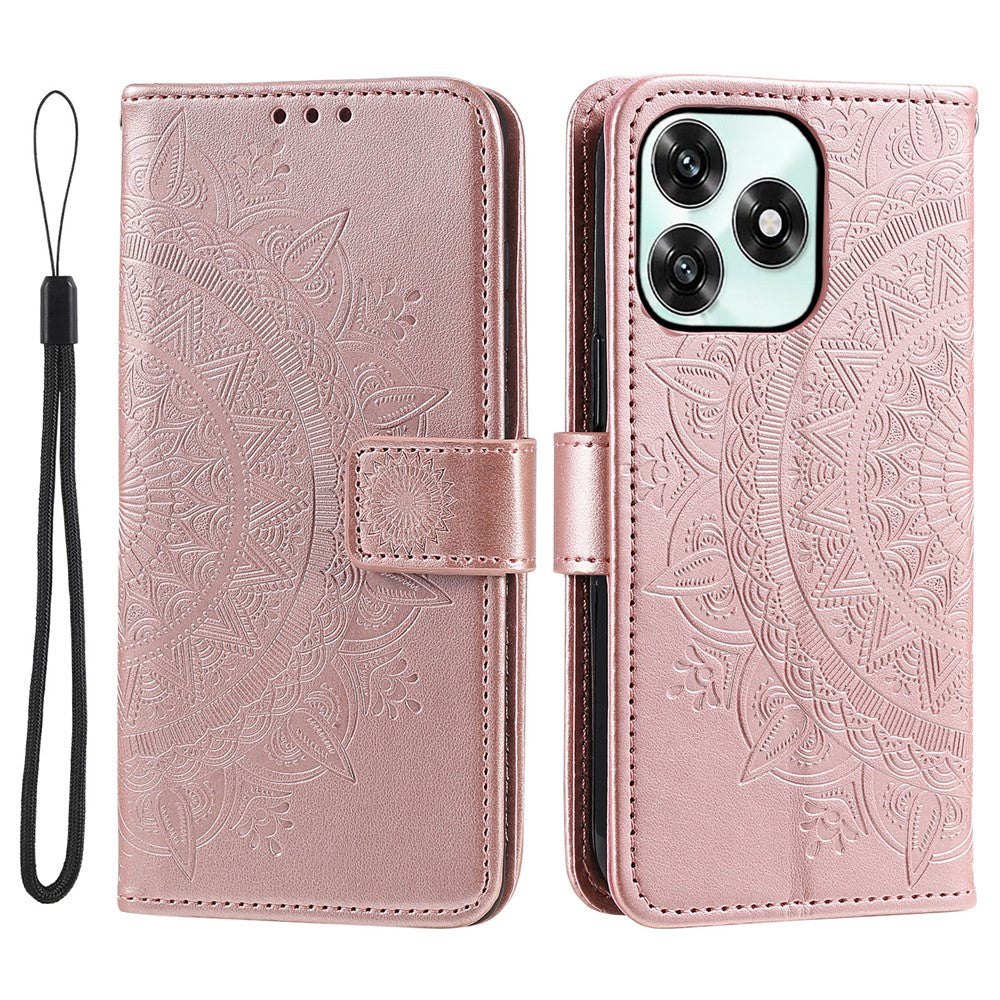 Stand Case For Honor Play10A 4G  /  X5c Plus 4G  /  X5c 4G Imprinted Totem PU Leather Wallet Phone Cover with Wrist Strap