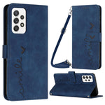 For Samsung Galaxy A23 4G / A23 5G (Global Version) / F23 5G / M23 5G / M13 4G Flip PU Leather Phone Cover Skin-touch Feeling Imprinted Heart Shape Wallet Stand Case with Shoulder Strap