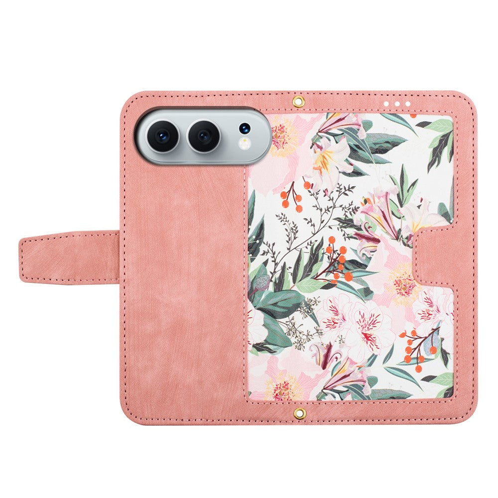 Til Honor 500 5G / 500 Pro 5G Etui i PU-læder med blomstermønster og kortholder