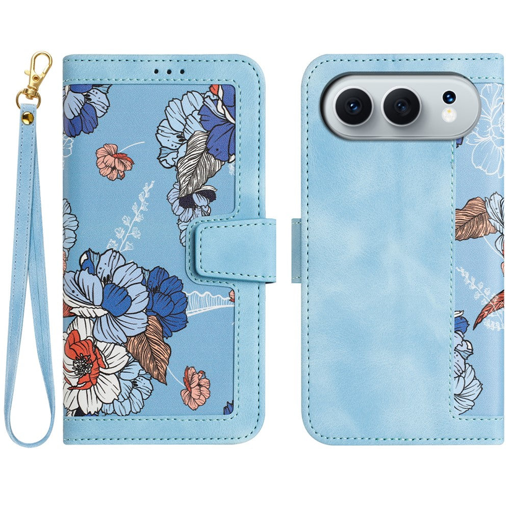 Til Honor 500 5G / 500 Pro 5G Etui i PU-læder med blomstermønster og kortholder