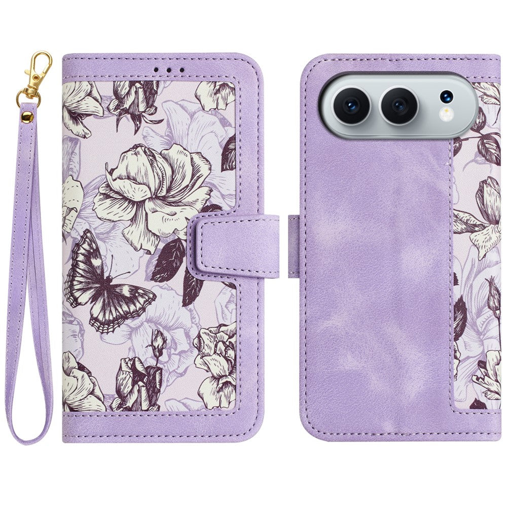 Til Honor 500 5G / 500 Pro 5G Etui i PU-læder med blomstermønster og kortholder