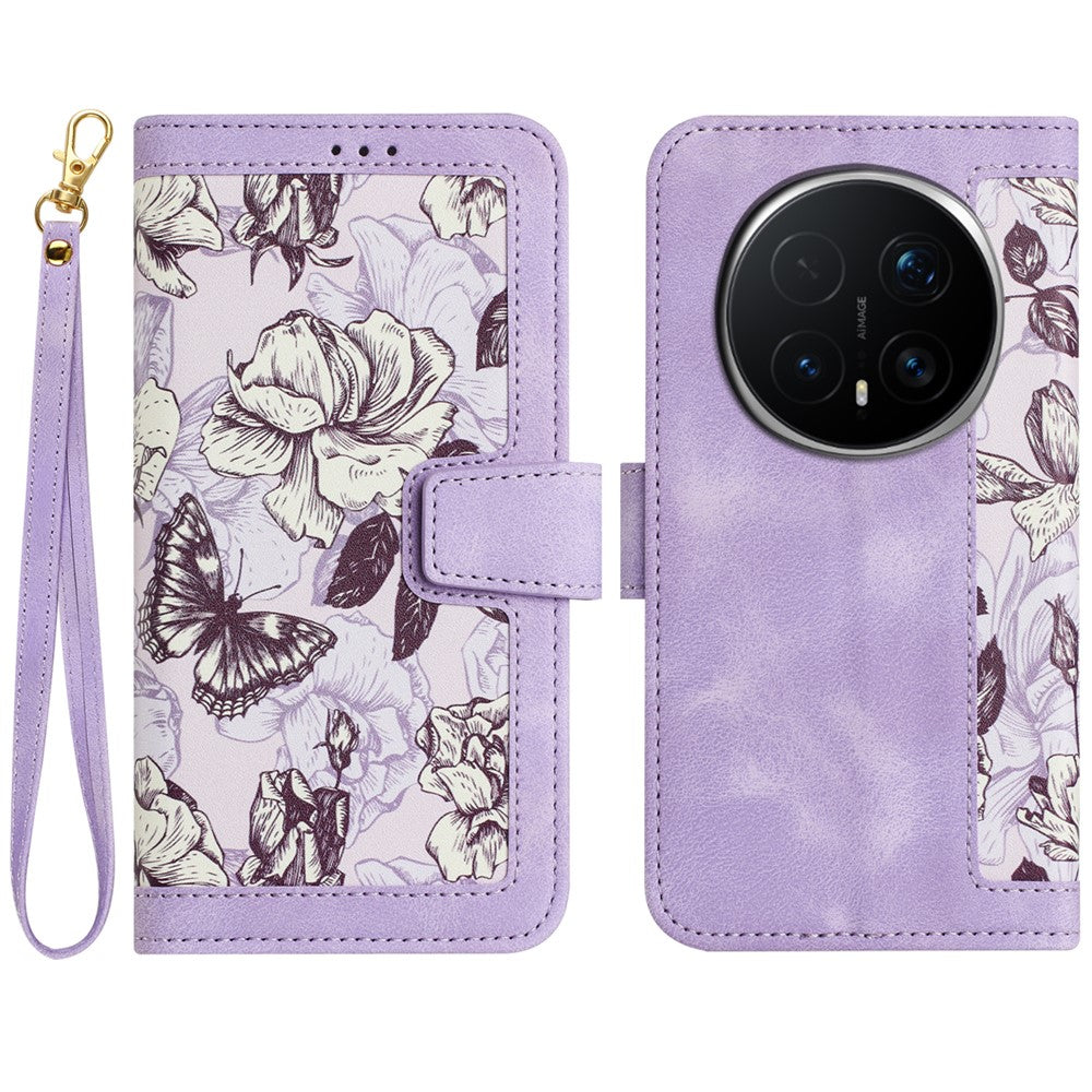 For Honor Magic8 Pro 5G Case PU Leather Floral Phone Cover with Card Slots