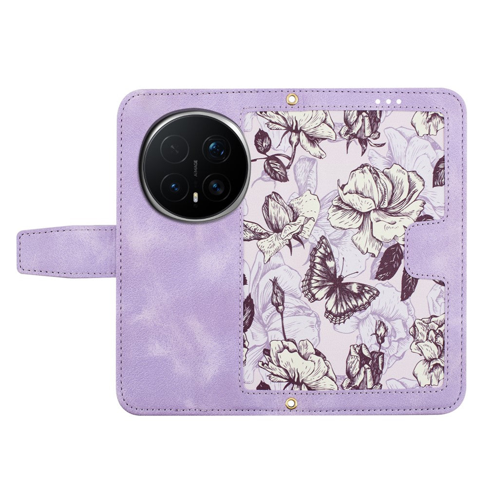 For Honor Magic8 Pro 5G Case PU Leather Floral Phone Cover with Card Slots