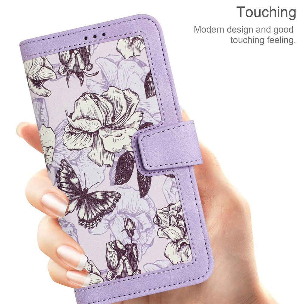For Honor Magic8 Pro 5G Case PU Leather Floral Phone Cover with Card Slots