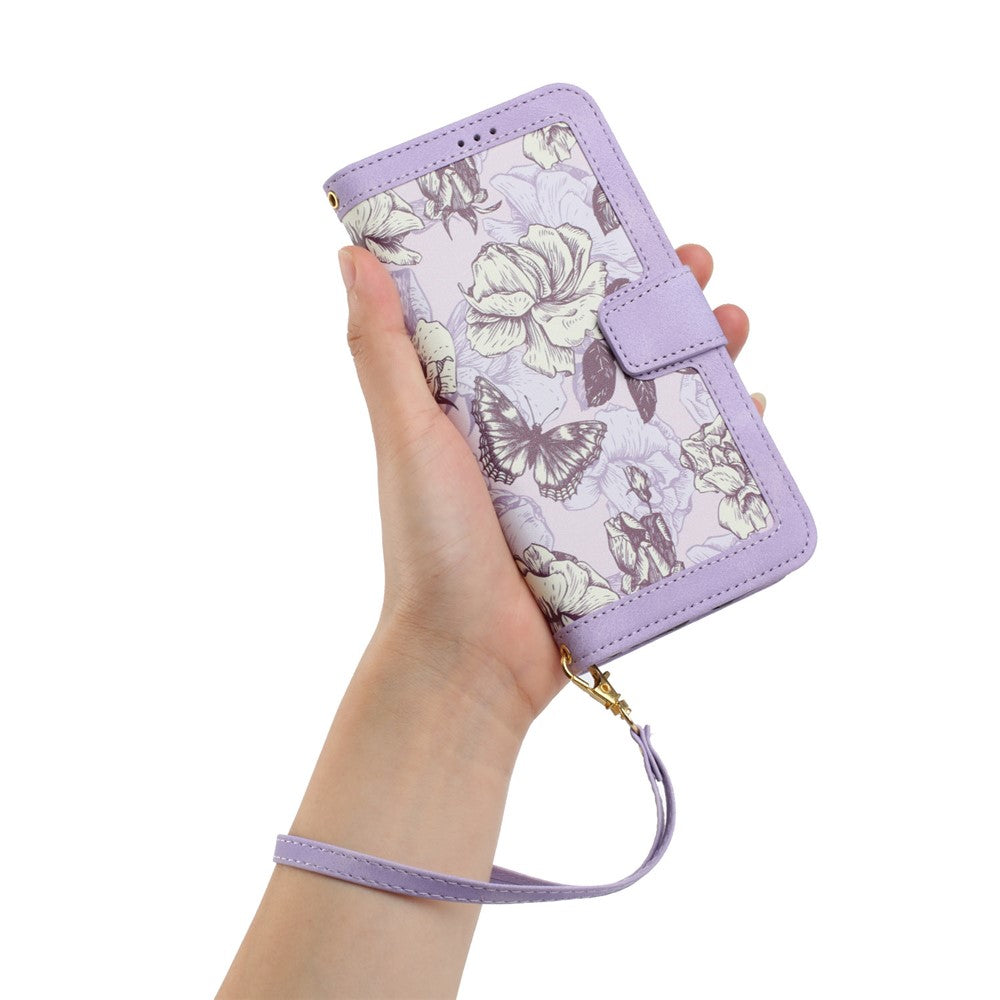 For Honor Magic8 Pro 5G Case PU Leather Floral Phone Cover with Card Slots