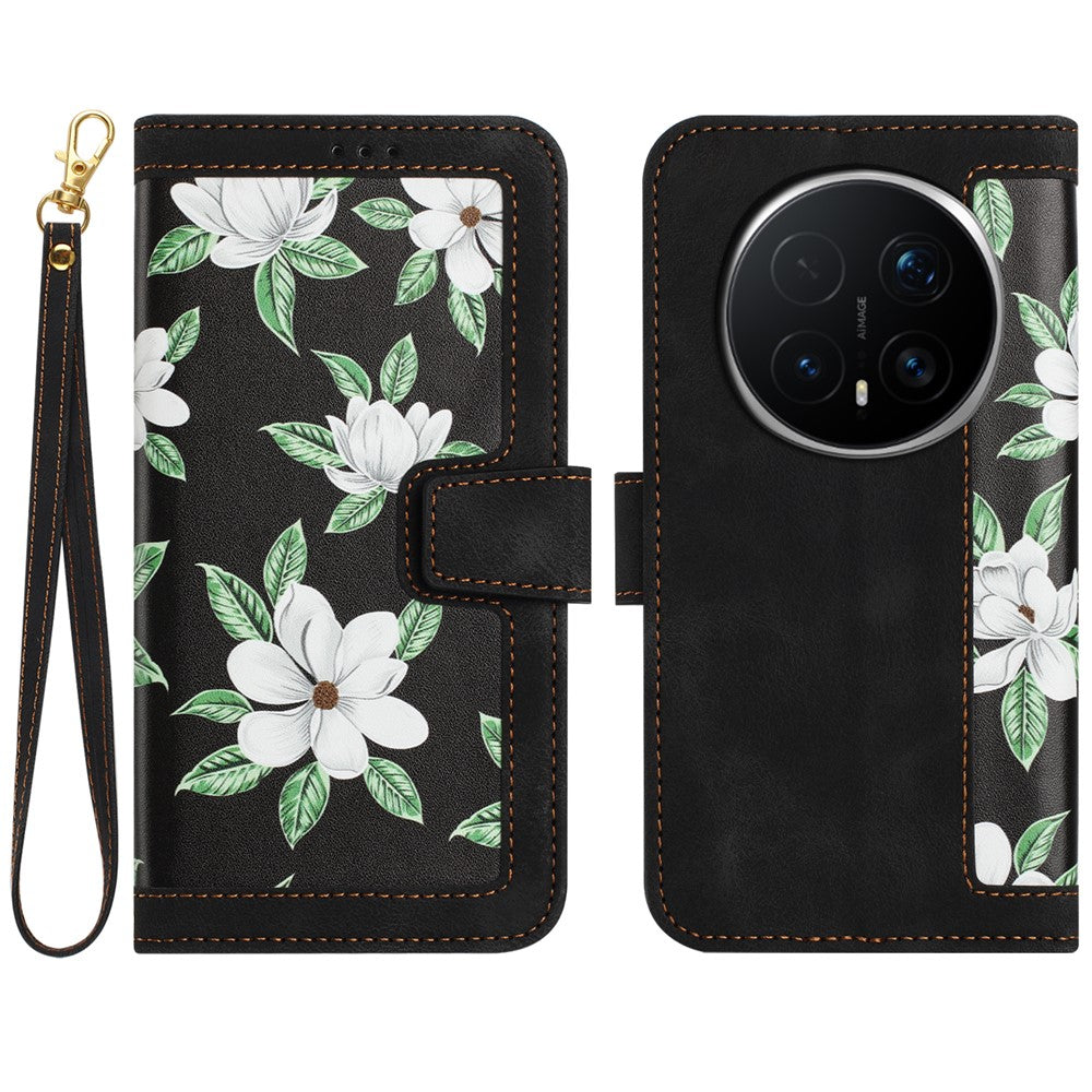 For Honor Magic8 Pro 5G Case PU Leather Floral Phone Cover with Card Slots
