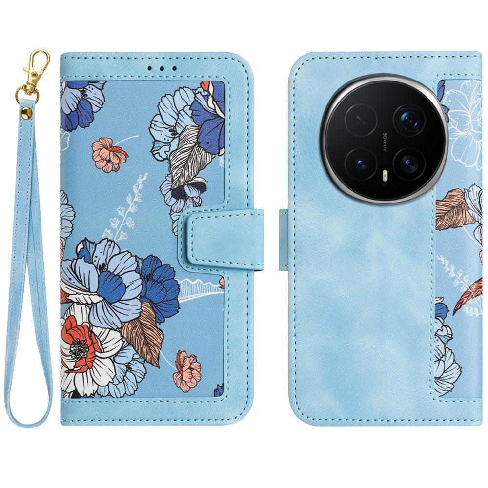 For Honor Magic8 Pro 5G Case PU Leather Floral Phone Cover with Card Slots
