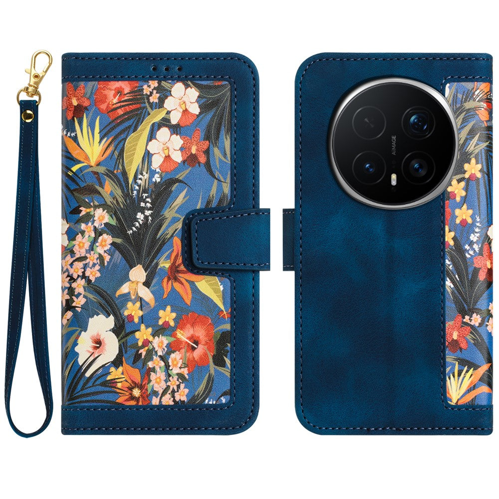 For Honor Magic8 Pro 5G Case PU Leather Floral Phone Cover with Card Slots