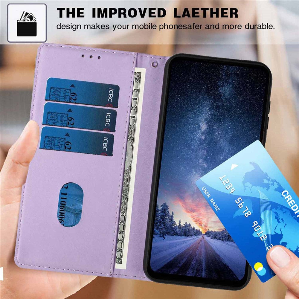 For Samsung Galaxy S26+ Stand Case Tree-and-Cat Pattern PU Leather Wallet Protective Phone Cover with Wrist Strap