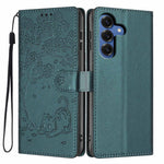 For Samsung Galaxy S26+ Stand Case Tree-and-Cat Pattern PU Leather Wallet Protective Phone Cover with Wrist Strap