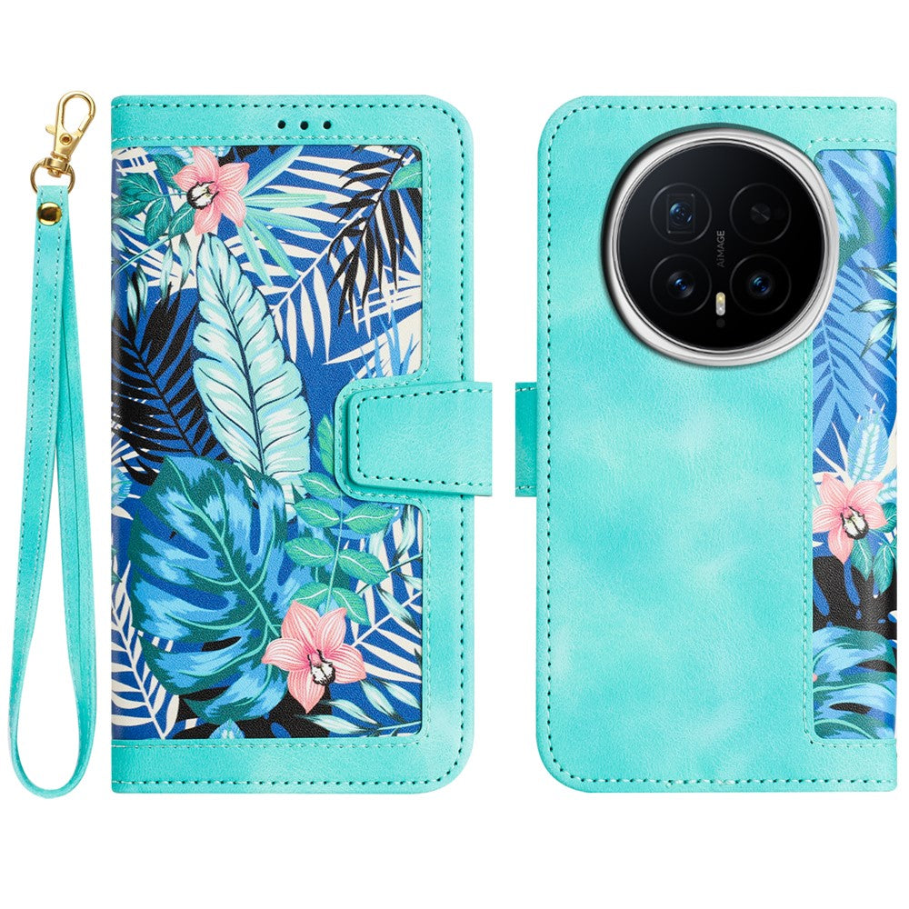 For Honor Magic8 5G Case PU Leather Floral Phone Cover with Card Slots