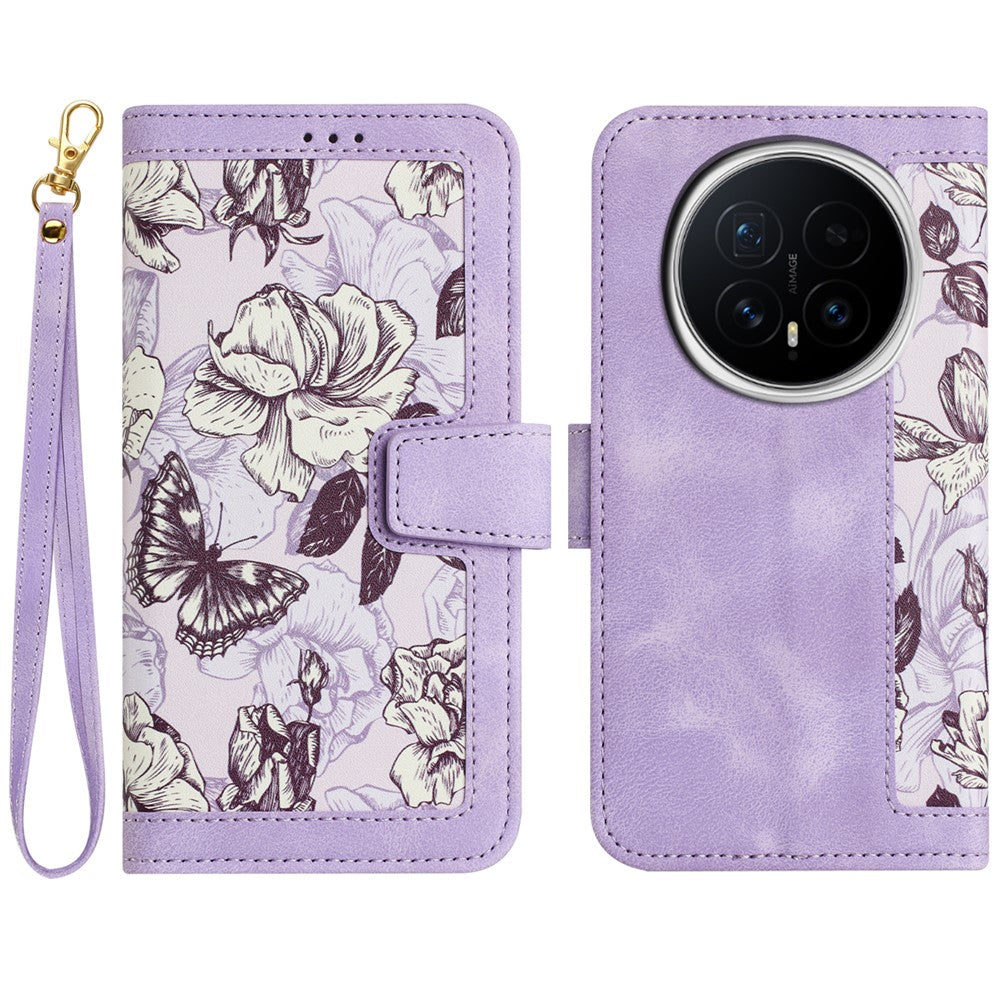 For Honor Magic8 5G Case PU Leather Floral Phone Cover with Card Slots