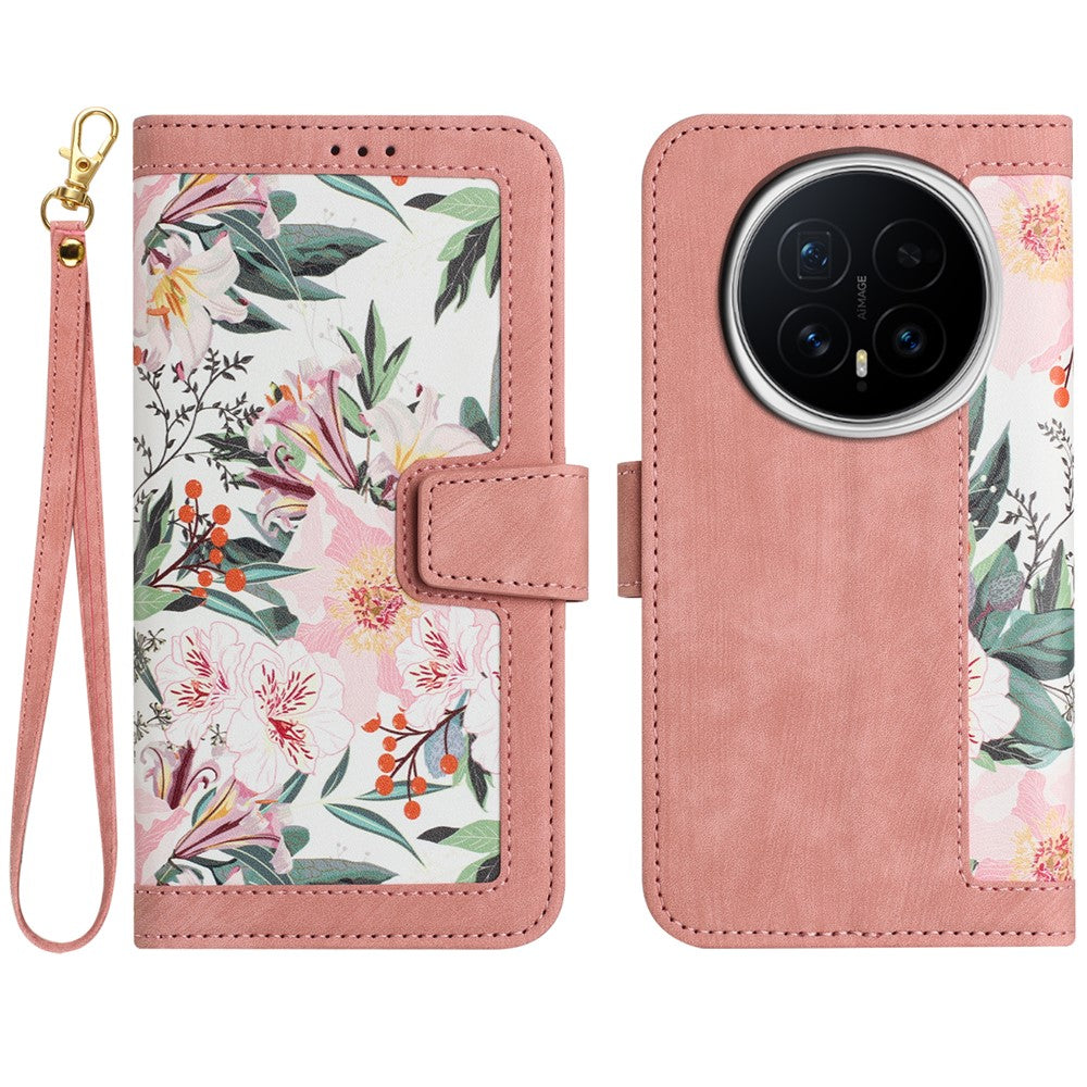 For Honor Magic8 5G Case PU Leather Floral Phone Cover with Card Slots