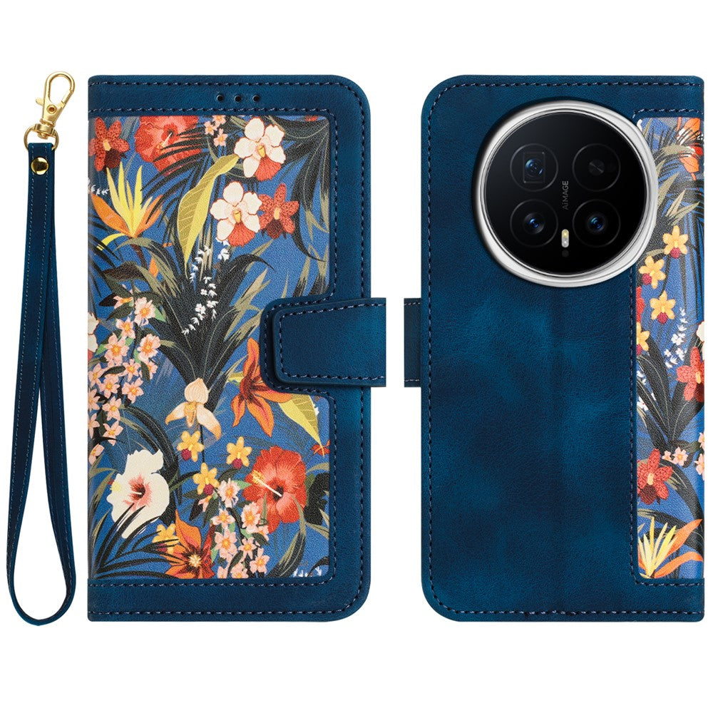 For Honor Magic8 5G Case PU Leather Floral Phone Cover with Card Slots