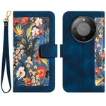 PU Leather Case for Honor Magic8 Lite 5G / X9d 5G / X70 5G Floral Phone Cover with Card Slots