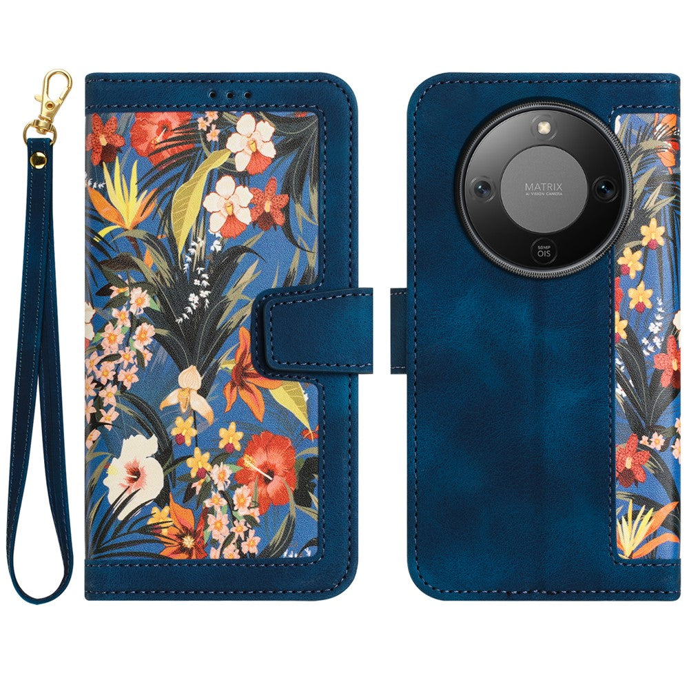 PU Leather Case for Honor Magic8 Lite 5G / X9d 5G / X70 5G Floral Phone Cover with Card Slots