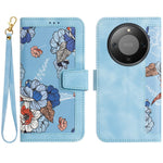 PU Leather Case for Honor Magic8 Lite 5G / X9d 5G / X70 5G Floral Phone Cover with Card Slots