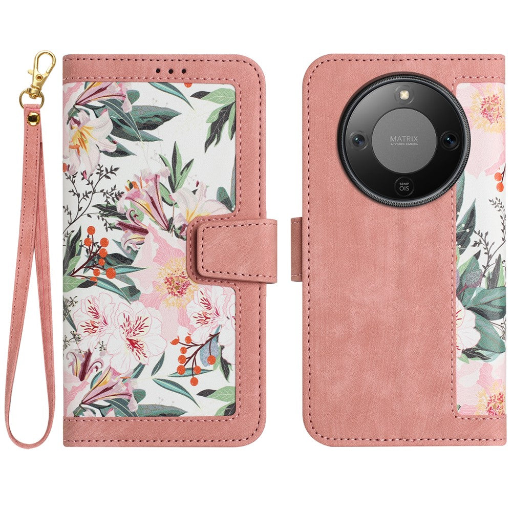 PU Leather Case for Honor Magic8 Lite 5G / X9d 5G / X70 5G Floral Phone Cover with Card Slots
