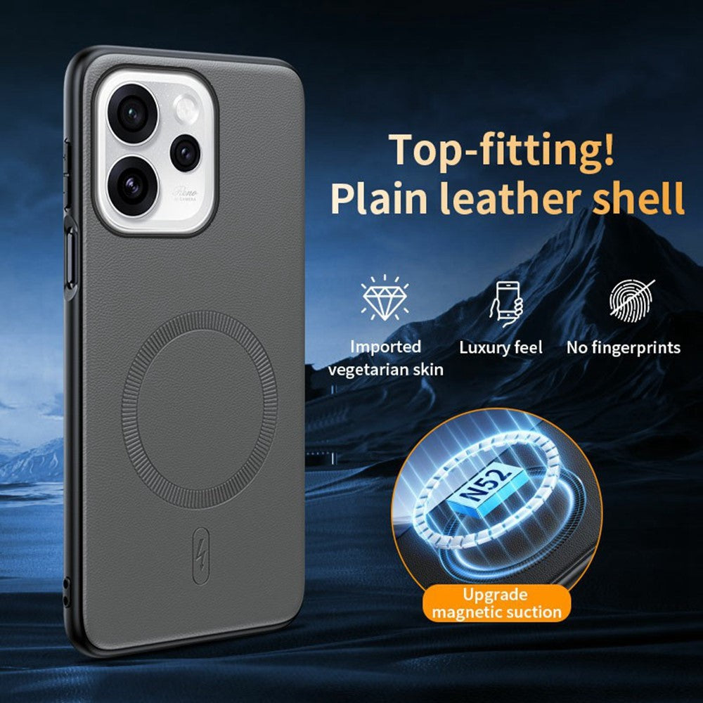 For Oppo Reno15 5G (Global) / Reno15c 5G (China) Magnetic Case Leather Coated TPU + PC Phone Cover