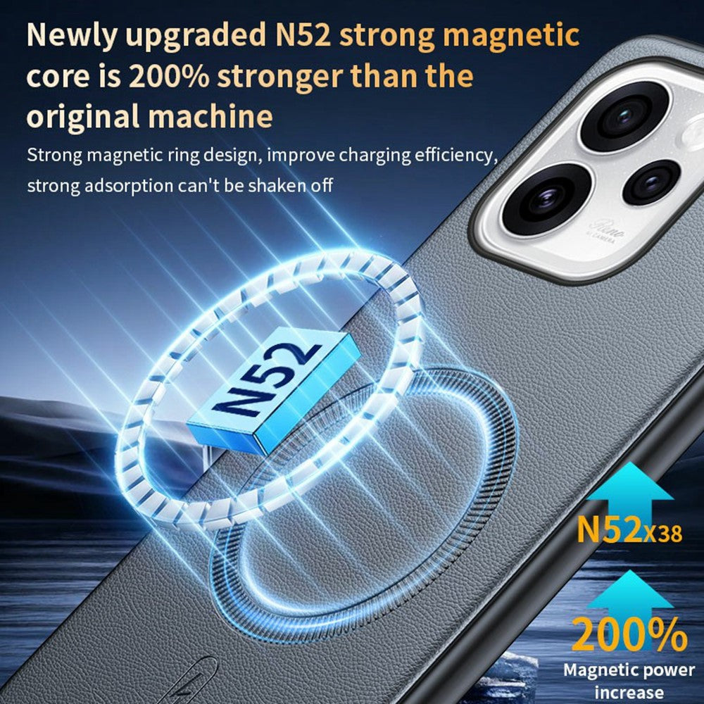 For Oppo Reno15 5G (Global) / Reno15c 5G (China) Magnetic Case Leather Coated TPU + PC Phone Cover