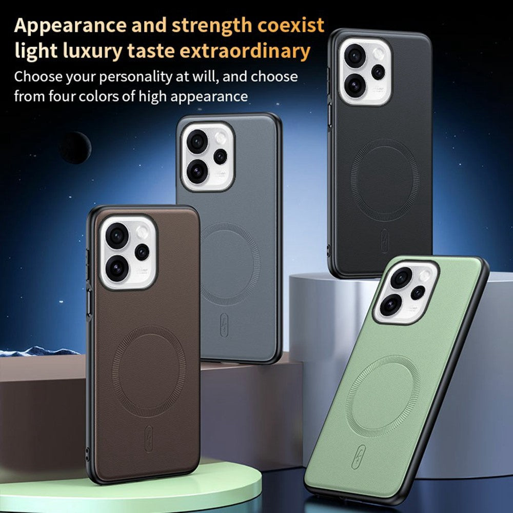 For Oppo Reno15 5G (Global) / Reno15c 5G (China) Magnetic Case Leather Coated TPU + PC Phone Cover