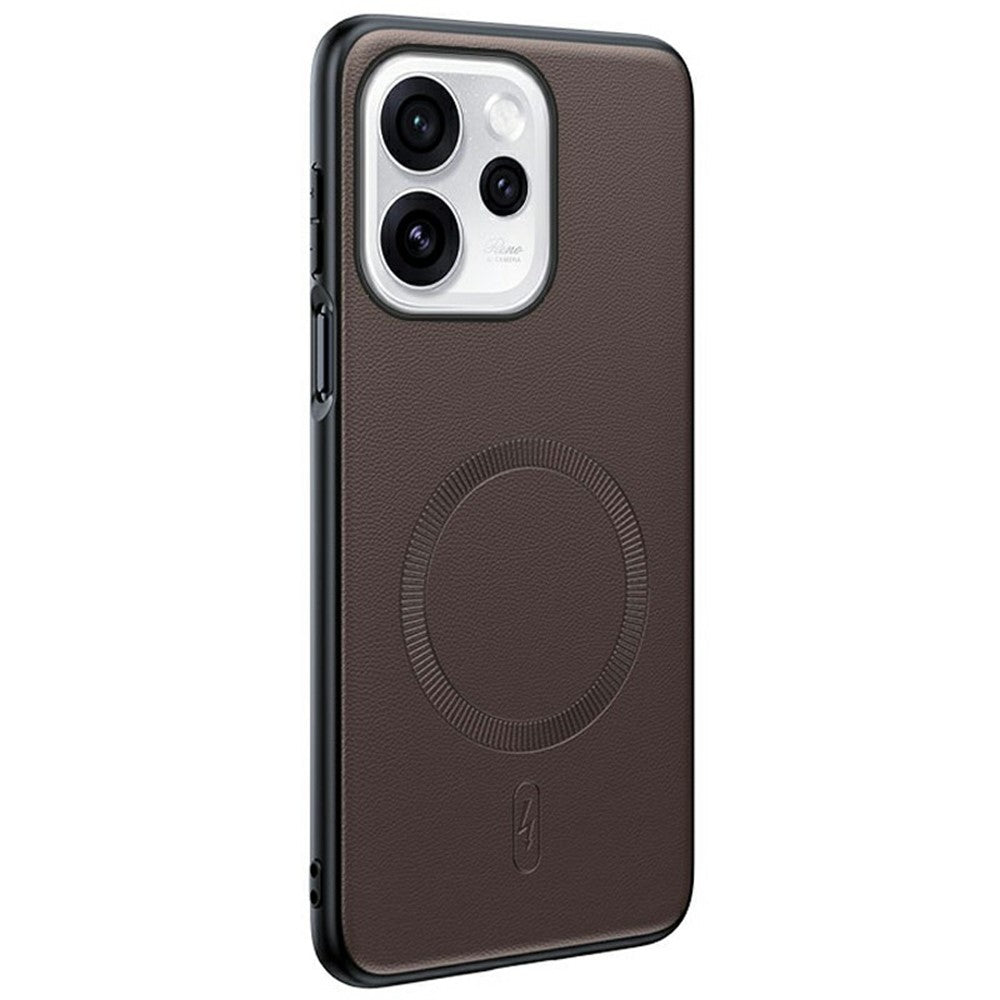 For Oppo Reno15 5G (Global) / Reno15c 5G (China) Magnetic Case Leather Coated TPU + PC Phone Cover