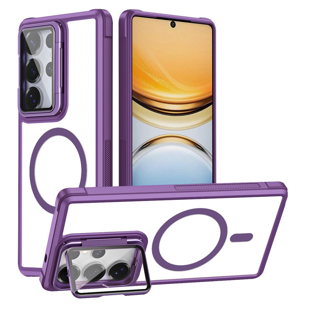 Samsung Galaxy S26 Ultra Magnetiskt Skal Genomskinligt Bakstycke med Linsskydd Stativ