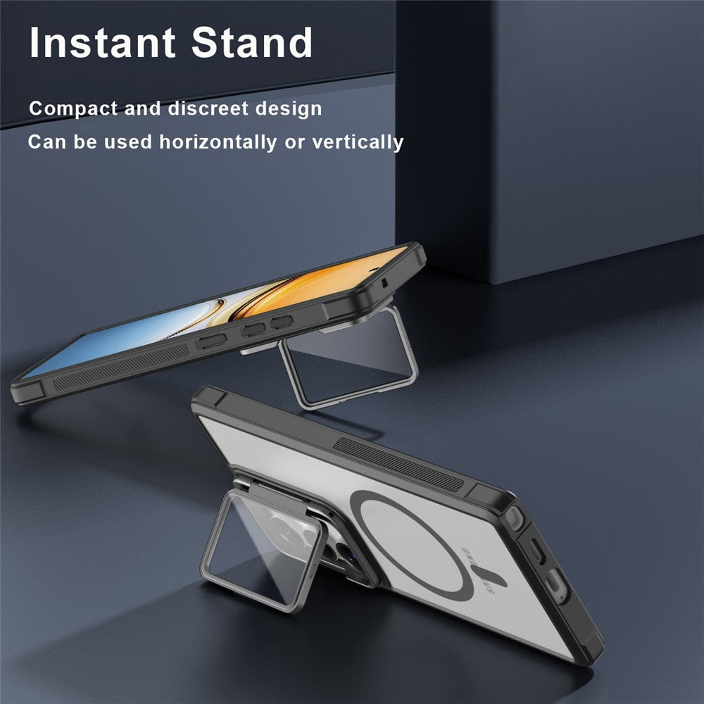 For Samsung Galaxy S26 Ultra Magnetic Case Clear Back Cover with Lens Cover Kickstand