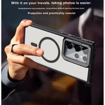 For Samsung Galaxy S26 Ultra Magnetic Case Clear Back Cover with Lens Cover Kickstand
