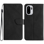 OnePlus 15R 5G-skal Skin Touch Lines Präglade PU-läder Flip-fodral