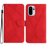 OnePlus 15R 5G-skal Skin Touch Lines Präglade PU-läder Flip-fodral
