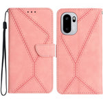 OnePlus 15R 5G-skal Skin Touch Lines Präglade PU-läder Flip-fodral